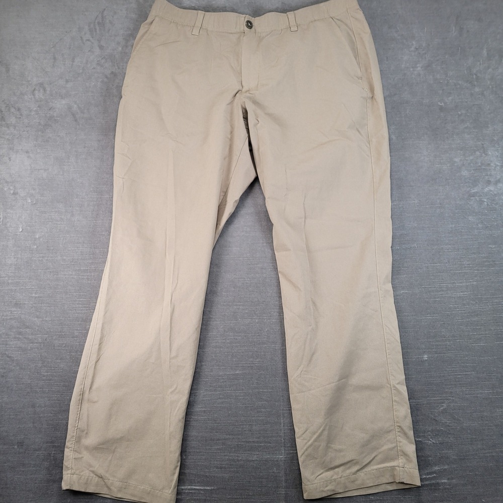 Under Armour Golf Pants Mens 40/32 Tan Performance Rip Stop Straight Leg Stretch